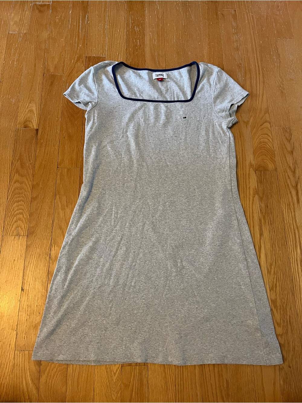 Tommy Hilfiger Grey Ribbed Cotton Dress